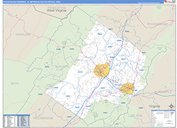 Staunton-Waynesboro Metro Area Wall Map Basic Style 2026